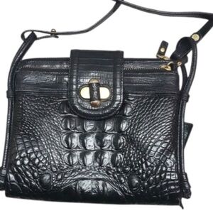 Brahmin Melbourne Black Leather Crossbody Mojito